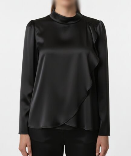 شومیز مشکی یقه ایستاده زنانه