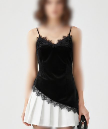 تاپ مشکی بندی تور دار زنانه