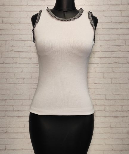 تاپ کش باف سفید نواردوزی