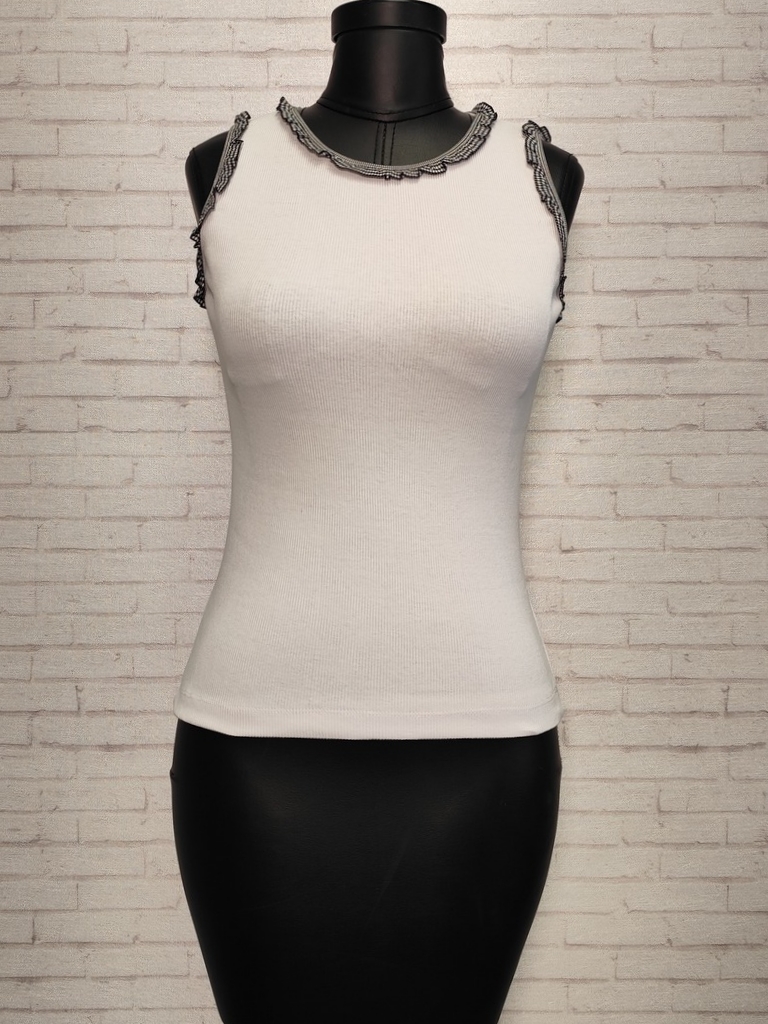 تاپ کش باف سفید نواردوزی