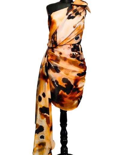 پیراهن پلنگی نارنجی رومی زنانه