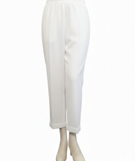 شلوار مام استایل سفید کمرکش زنانه