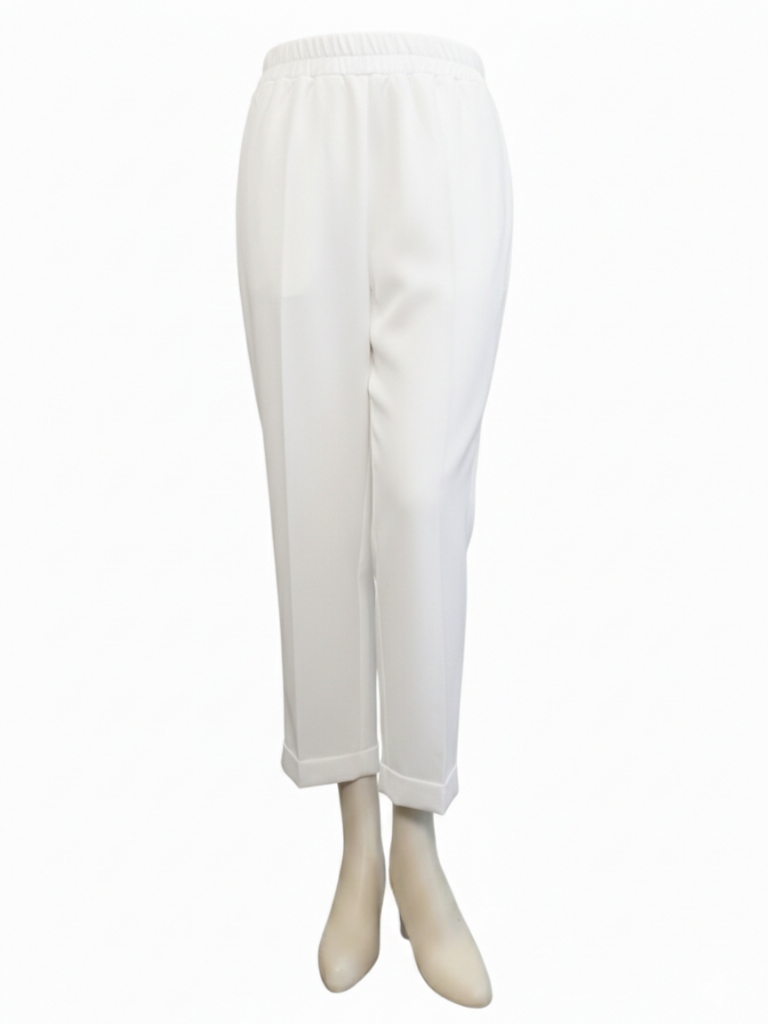 شلوار مام استایل سفید کمرکش زنانه