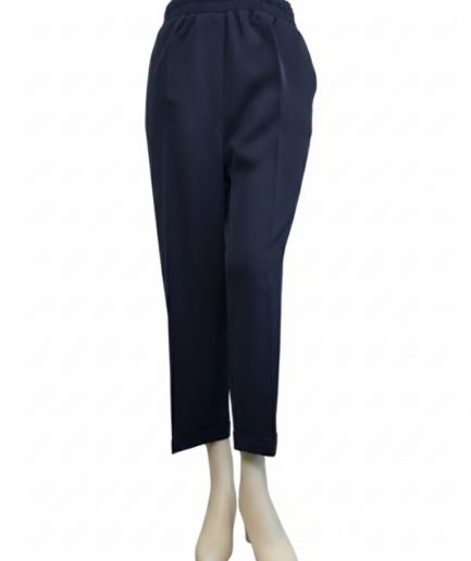 شلوار مام استایل سرمه ای کمرکش زنانه