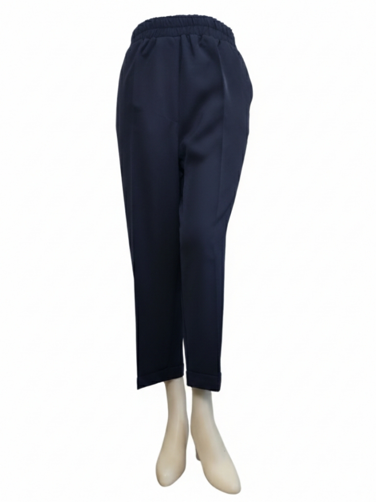 شلوار مام استایل سرمه ای کمرکش زنانه