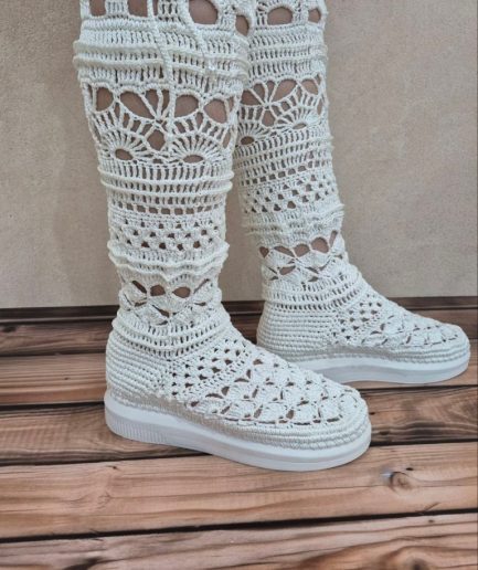 بوت مکرومه سفید زنانه