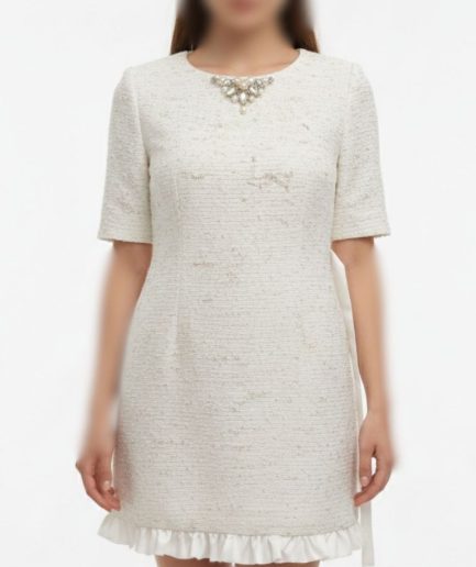 پیراهن سفید شنلی زنانه