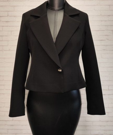 کت مشکی یقه انگلیسی کوتاه زنانه