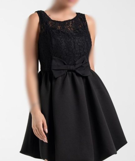 پیراهن مشکی گیپور دامن قارچی زنانه