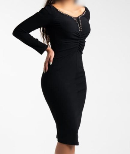 پیراهن یقه دلبری نگین دار زنانه