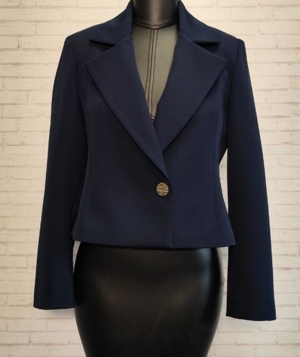 کت سرمه ای یقه انگلیسی کوتاه زنانه