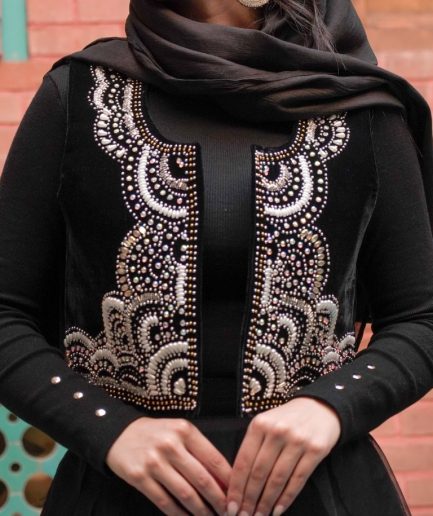 جلیقه حاشیه دایره مشکی زنانه