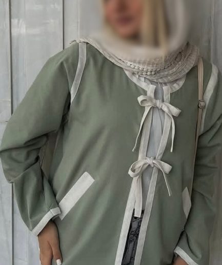 شومیز سبز لینن بندی زنانه