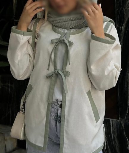 شومیز سبز لینن بندی زنانه